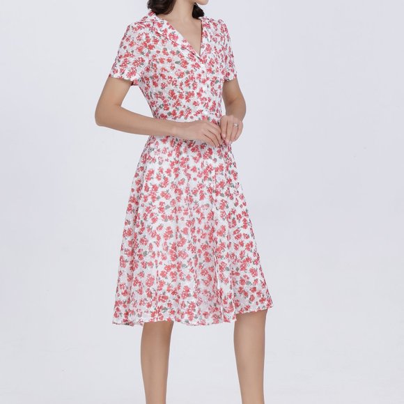 ALANTINO FLORAL PRINT COTTON SHIRT DRESS - Picture 7 of 10